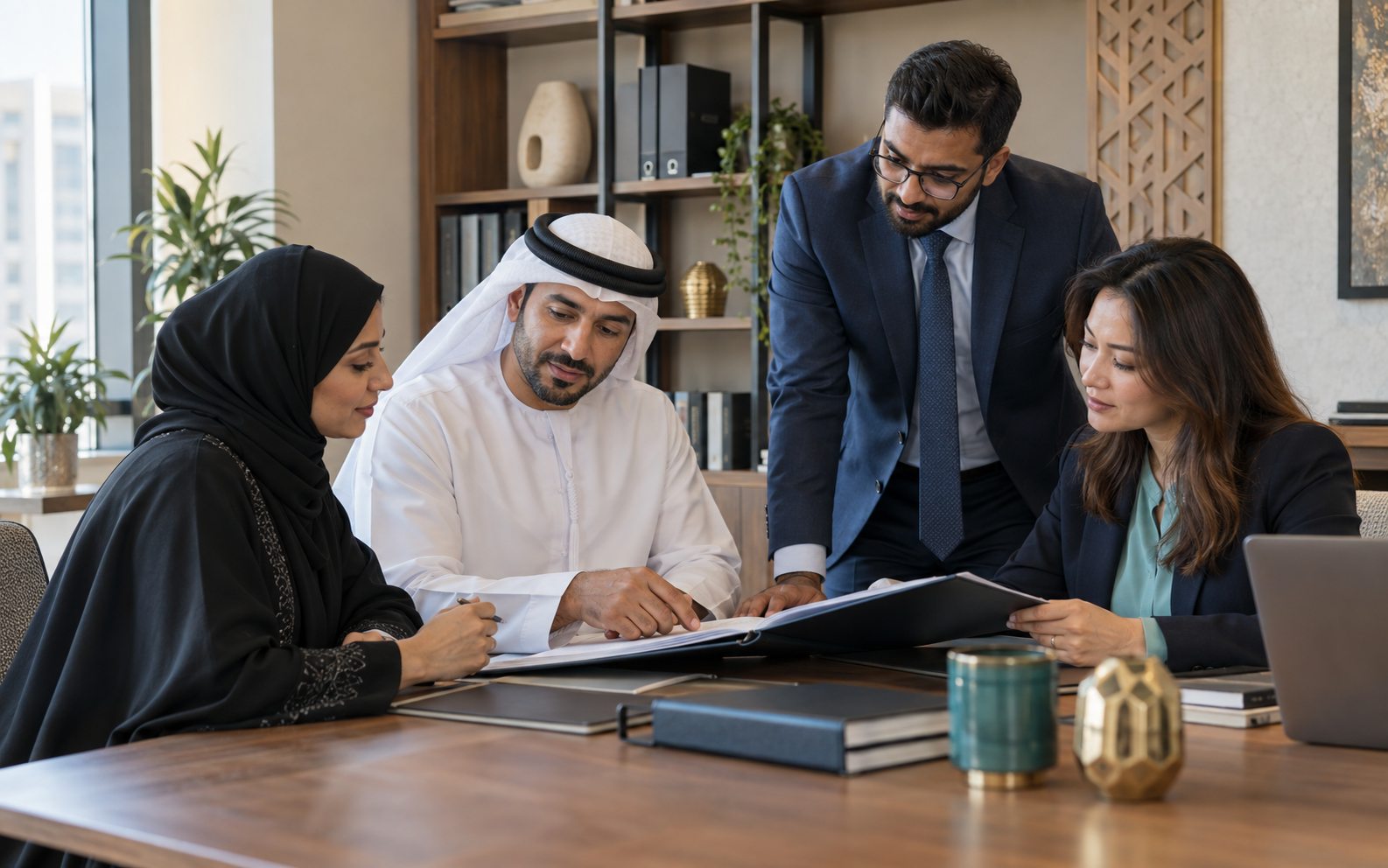 The Al Karam consultancy team collaborating on a client file