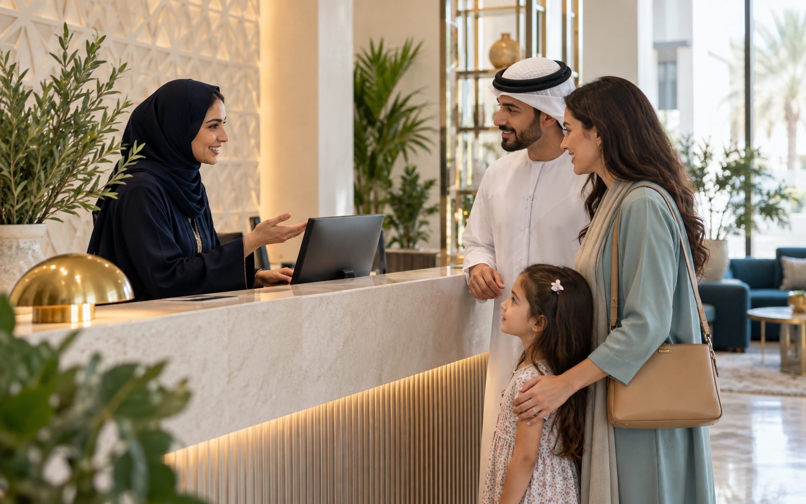 A family welcomed at a UAE residency services consultation